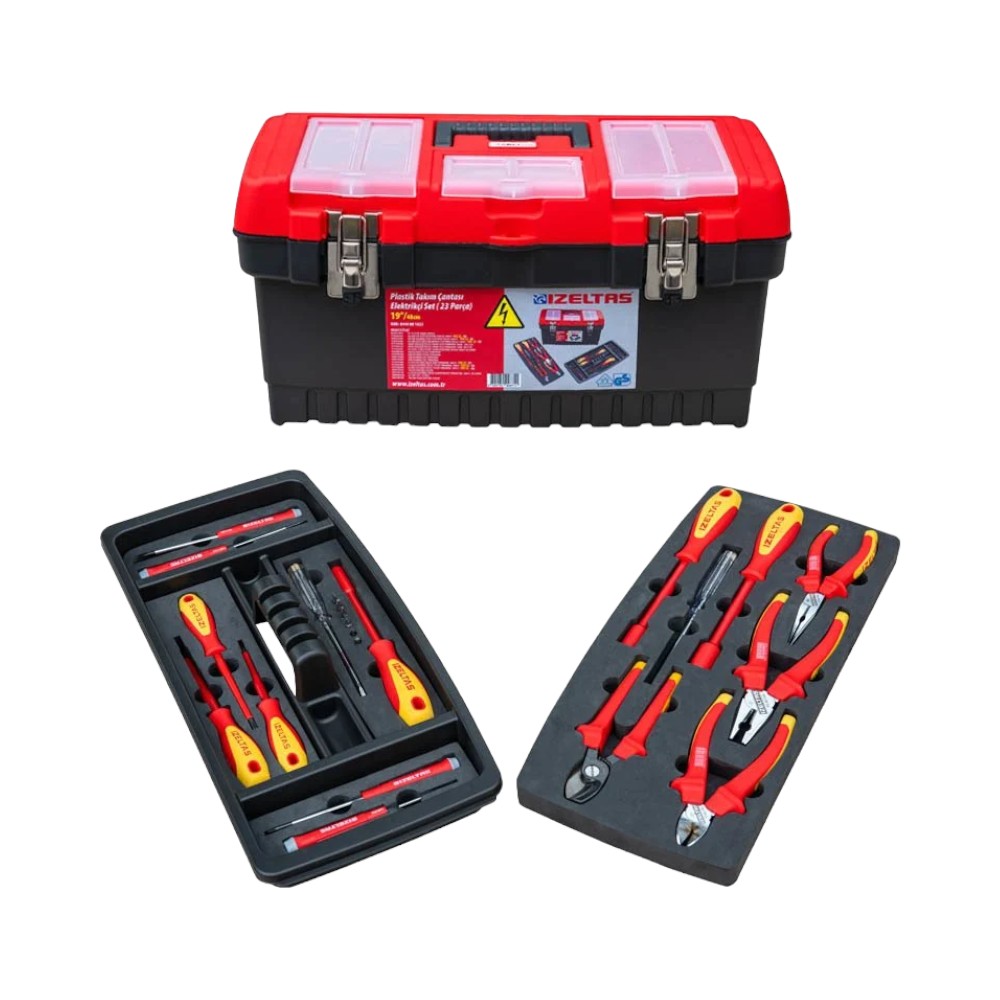 İzeltaş 19'' Plastik Takım Çantası Elektrikçi Set Dolu (23 Parça) İzeltaş 19 Plastik Takım Çantası Elektrikçi Set Dolu (23 Parça)