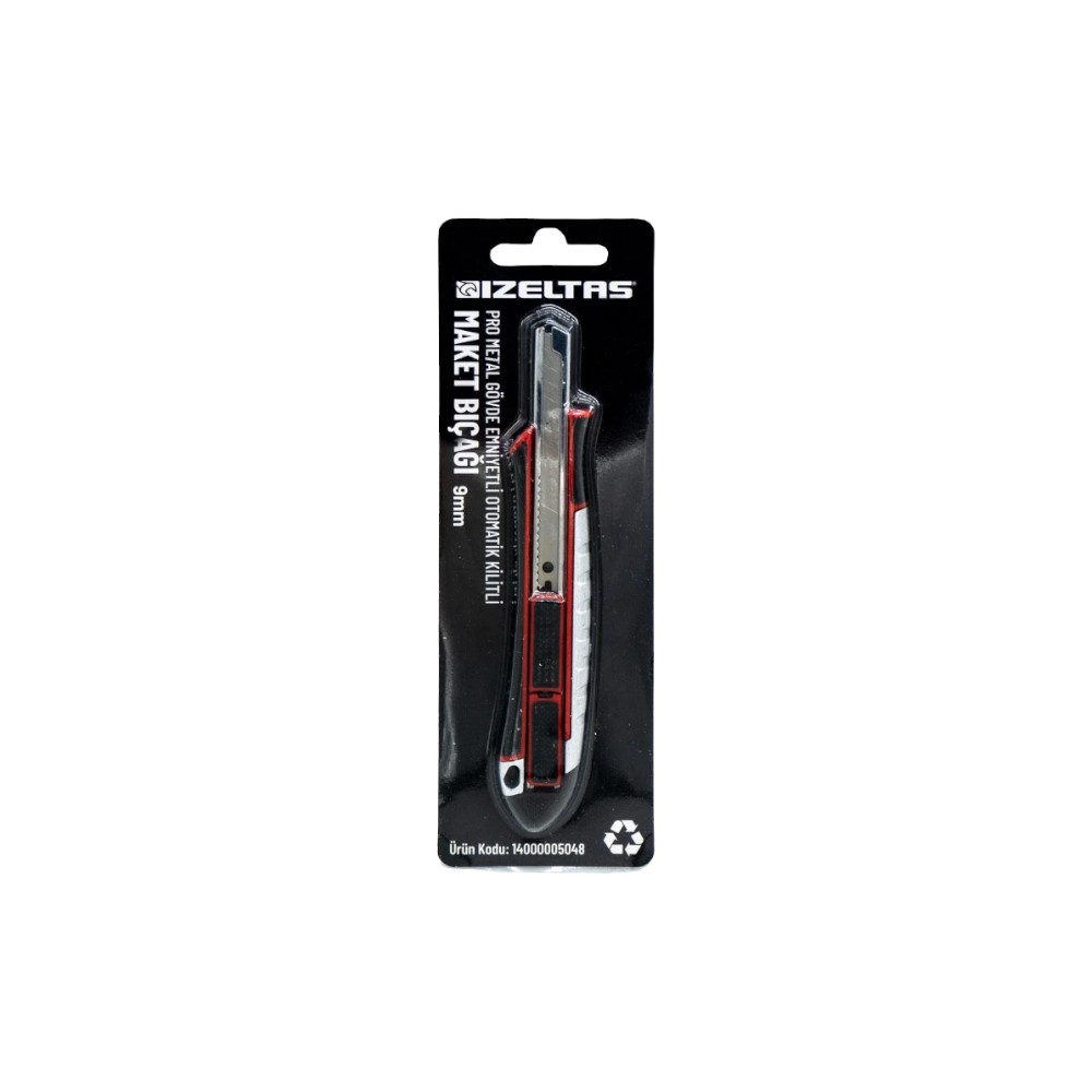İzeltaş Pro Metal Gövde Maket Bıçağı Emniyetli Otomatik Kilitli 9Mm İzeltaş Pro Metal Gövde Maket Bıçağı Emniyetli Otomatik Kilitli 9Mm